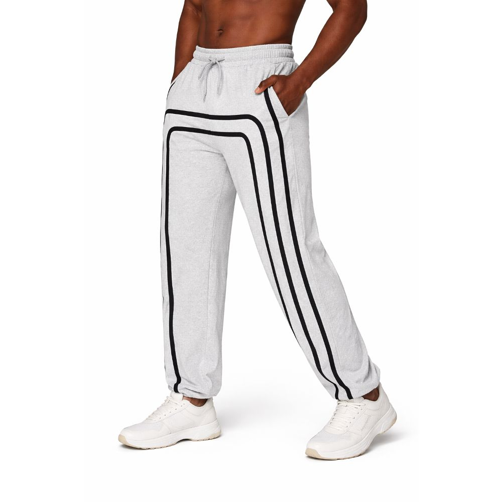 Men Drawstring Jogger Trousers with Contrast Side Lines